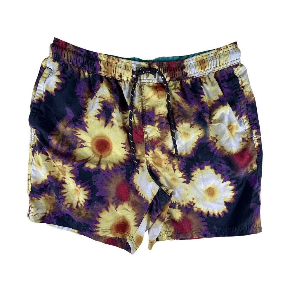 No Boundaries Shorts Mens Large Swim Trunks Board Shorts Floral Drawstring